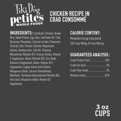 Alimento húmedo para perros Petites Whole Foods Adult, sin OMG, con pollo en consomé de cangrejo, 85 g (paquete de 4)