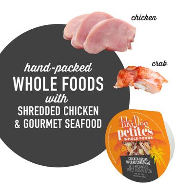 Alimento húmedo para perros Petites Whole Foods Adult, sin OMG, con pollo en consomé de cangrejo, 85 g (paquete de 4)