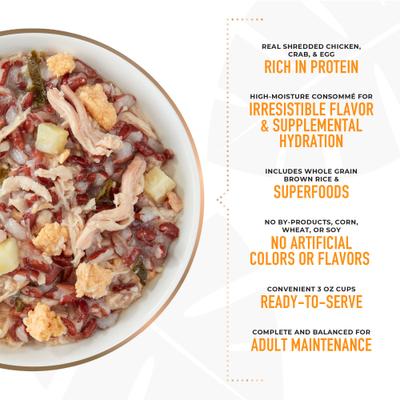 Alimento húmedo para perros Petites Whole Foods Adult, sin OMG, con pollo en consomé de cangrejo, 85 g (paquete de 4)