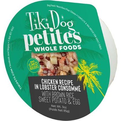 Alimento húmedo para perros Petites Whole Foods Adult, sin OMG, con pollo en consomé de cangrejo, 85 g (paquete de 4)
