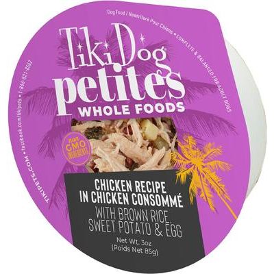 Alimento húmedo para perros Petites Whole Foods Adult, sin OMG, con pollo en consomé de cangrejo, 85 g (paquete de 4)