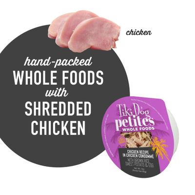 Petites Whole Foods Adult NON GMO Chicken Recipe in Chicken Consomme Wet Dog Food, 3-oz cup, case of 4