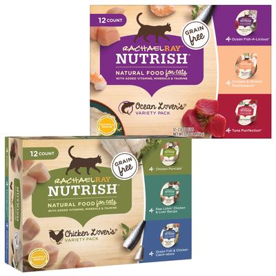 Paquete: Rachael Ray Nutrish Chicken Lovers Variety Pack + Comida húmeda para gatos Ocean Lovers Variety Pack