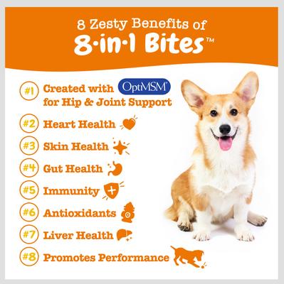 Bundle: Zesty Paws All Ages, Calming Bites, Peanut Butter Flavored Soft Chews + 8-in-1 Multivitamin Bites Chicken Flavor Dog Supplement