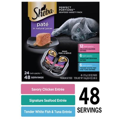 Bundle: Sheba Perfect Portions Seafood Pate Grain-Free Food Trays + Greenies Feline Greenies Smartbites Healthy Indoor Tuna Flavored Cat Treats