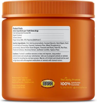 Bundle: Zesty Paws Curcumin Bites Everyday Vitality Duck Flavor Dog Supplement, 90 count + Zesty Paws Salmon Bites Skin & Coat Dog Supplement, 90 count