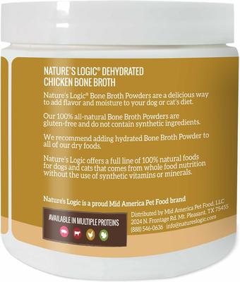 100% Natural Dehydrated Chicken Bone Broth Dog & Cat Food Topper, 6-oz tub