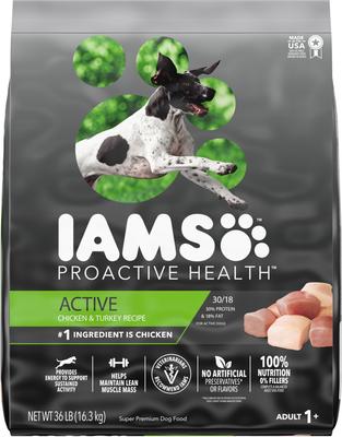 Bundle: Iams Proactive Health Active Chicken & Turkey Recipe Dry Food + Pedigree Chopped Ground Dinner Variety Pack Wet Dog Food