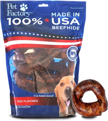 Beefhide 3-inch Donuts Beef Flavored Dog Hard Chews, 12 count