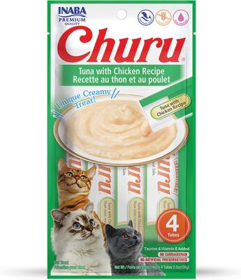Churu Grain-Free Tuna with Chicken Puree Lickable Cat Treat, 0.5-oz tube, pack of 4