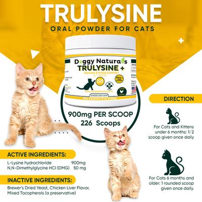 Suplemento oral en polvo Trulysine & Immune Support para gatos, botella de 8 oz