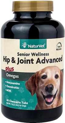 Senior Wellness Hip & Joint Advanced Glucosamine, Chondroitin & MSM Plus Omegas Dog Supplement, 40 count