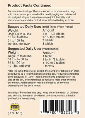 Senior Wellness Hip & Joint Advanced Glucosamine, Chondroitin & MSM Plus Omegas Dog Supplement, 40 count