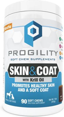 Progility Skin & Coat with Krill Oil Soft Chew Supplement for Dogs, 90 count
