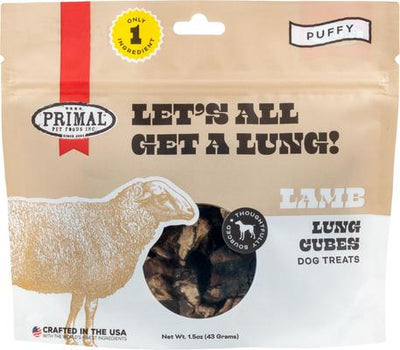Golosinas crujientes para perros con sabor a cordero Let's All Get A Lung, bolsa de 1.5 oz