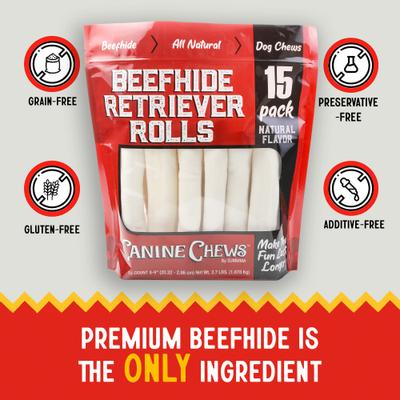 Premium Beefhide Rawhide Chews Dog Treats, 15 count