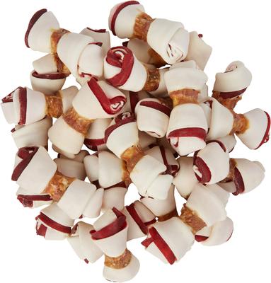 Triple Flavor Mini Bone Rawhide Dog Treats, 25 count