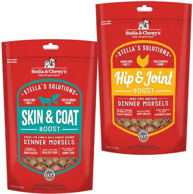 Bundle: Stella & Chewy's Stella's Solutions Skin & Coat Lamb & Salmon + Hip & Joint Boost Chicken Freeze-Dried Dog Food