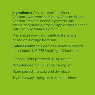 Bundle: Huntaway Wild Venison Jerky Dog Treats, 4-oz bag + Venison Grain-Free Freeze-Dried Dog Food, 12-oz bag