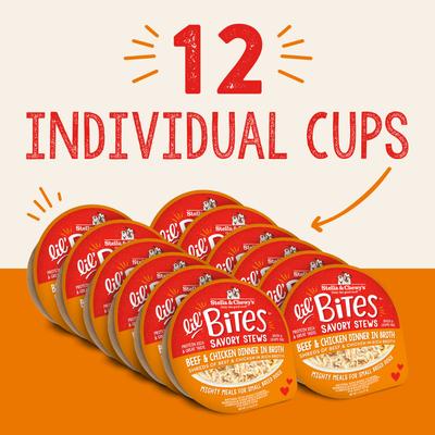Lil Bites Savory Stews Grain-Free Beef & Chicken in Broth Flavored Shredded Small Breed Wet Dog Food, 2.7-oz cup, case of 12