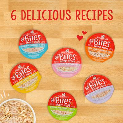 Lil Bites Savory Stews Grain-Free Beef & Chicken in Broth Flavored Shredded Small Breed Wet Dog Food, 2.7-oz cup, case of 12