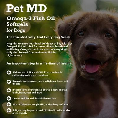 Omega-3 Fish Oil Softgel Dog Supplement, 180 count