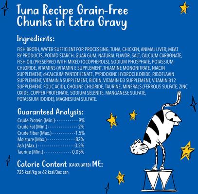 Grain-Free Chunks in EXTRA Gravy Tuna Recipe Canned Cat Food, 3-oz can, case of 24