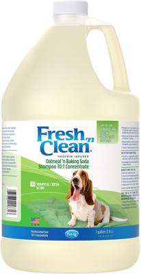 Champú para perros Fresh 'n Clean de avena y bicarbonato de sodio, aroma tropical fresco, concentrado 10:1, botella de 1 galón