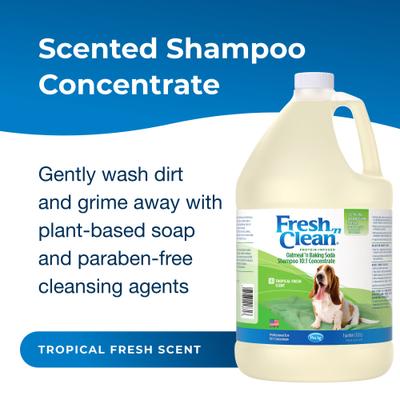 PetAg, Fresh 'n Clean Oatmeal 'n Baking Soda Shampoo 10:1 Concentrate, Tropical Fresh Scent, 3.78 L.
