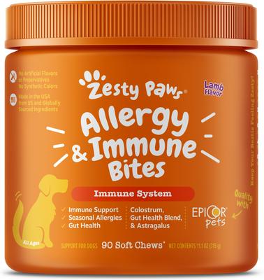 Bundle: Zesty Paws Allergy & Immune Support Lamb Flavor Soft Chew Supplement + Cranberry Bladder Bites Urinary Tract Support Chicken Flavor Chews for Dogs