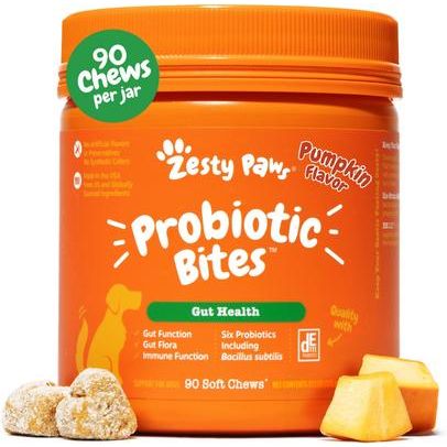 Paquete: Bocados probióticos Zesty Paws para la digestión + Bocados para el sistema inmunitario con sabor a cordero, suplemento masticable suave para perros