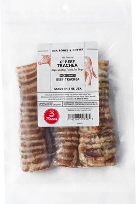 Made in USA 6" Beef Trachea Dog Treats, 3 count