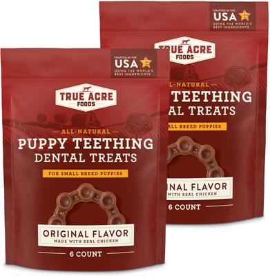 All-Natural, Puppy Dental Teething Treat, Original Flavor with Real Chicken Dog Treats, 12 count
