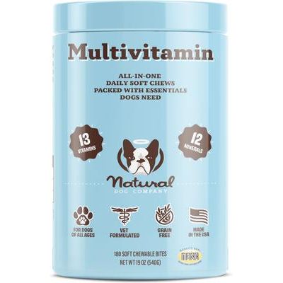 Suplemento masticable multivitamínico suave con sabor a mantequilla de maní y tocino para perros, 180 unidades