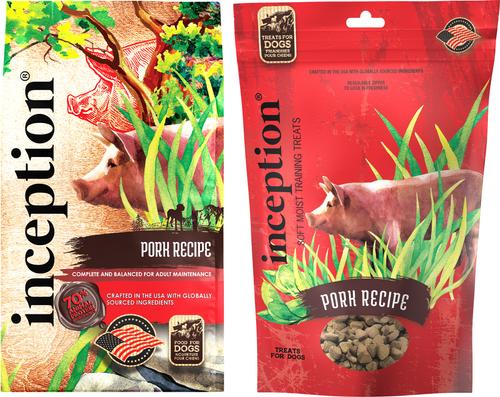 Bundle: Inception Pork Recipe Dry Food, 27-lb bag + Soft & Chewy Dog Treats, 4-oz bag
