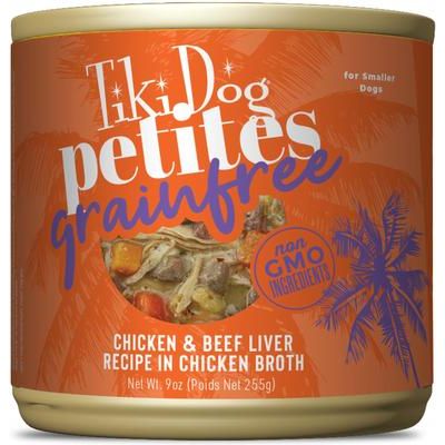 Alimento húmedo para perros Petites Grain-Free Chicken & Beef Liver, lata de 9 oz, caja de 8