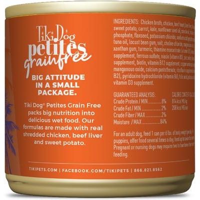 Alimento húmedo para perros Petites Grain-Free Chicken & Beef Liver, lata de 9 oz, caja de 8