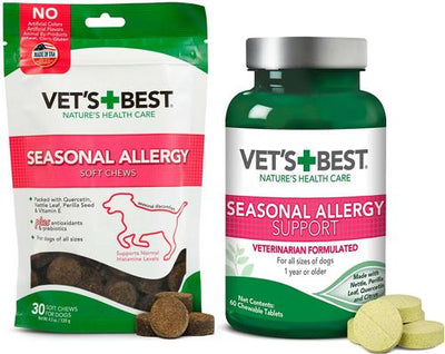 Bundle: Vet's Best Seasonal Allergy Soft Chews Dog Supplement, 30 count + Vet's Best Seasonal Allergy Relief Dog Supplement, 60 count