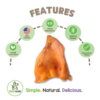 USA Pig Ears Natural Dog Chew Treats, 10 count