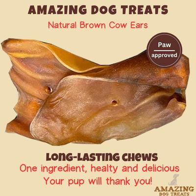 Natural Brown Cow Ear Dog Treats, 5 count