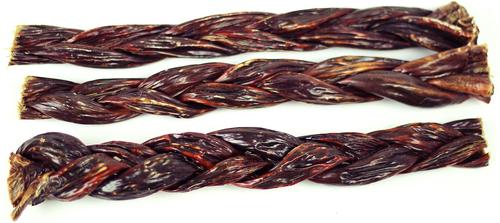 12" Braided Beef Gullet Sticks Dog Chews, 3 Pack