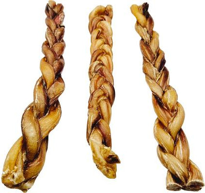12-in Braided Bully Sticks Dog Treats, 3 count