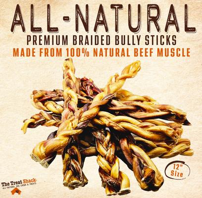 12-in Braided Bully Sticks Dog Treats, 3 count