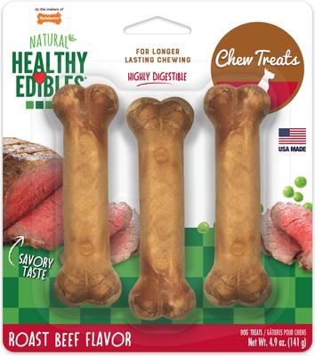 Healthy Edibles All-Natural Long Lasting Roast Beef Dog Chew Treats, Small, 2 count