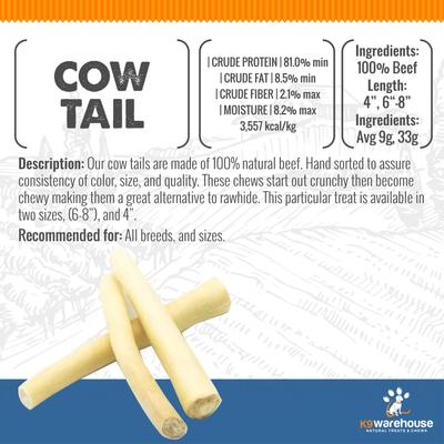 Cow Tails Natural Dog Treats, 6 count