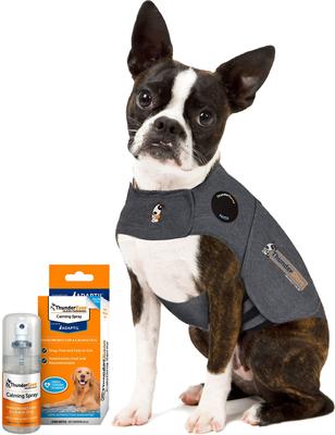 Bundle: ThunderShirt Classic Anxiety & Calming Vest, Heather Grey, X-Small + ThunderEase Pheromone Spray for Dogs