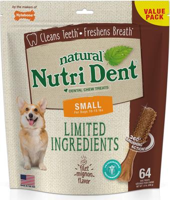 Nutri Dent Filet Mignon Flavored Dog Dental Chews, Small, 28 count
