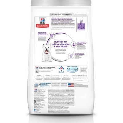 Alimento seco para perros adultos con estómago y piel sensibles, Small Bites, receta de pollo, bolsa de 15 lb