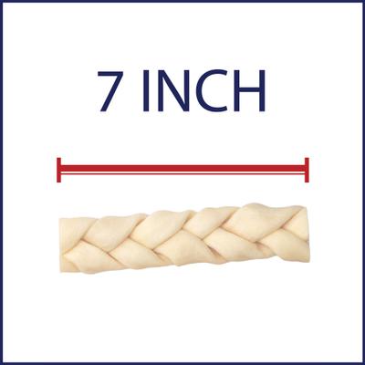 Beefhide 7-inch Braided Sticks Natural Flavored Dog Hard Chews, 6 count