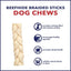Beefhide 7-inch Braided Sticks Natural Flavored Dog Hard Chews, 6 count